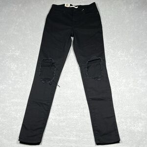 Levi's 721 Jeans Womens Size 28 Black High Rise Skinny Dark Wash Stretch Pockets